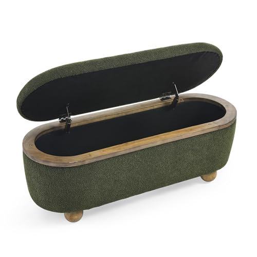 Storage Ottoman Bench, Upholstered End of Bed Ottoman Bench with Storage and Seating - Perfect for Bedroom, Living Room, and Entryway - Stylish Foot Rest and Storage Solution (Dark Blue)