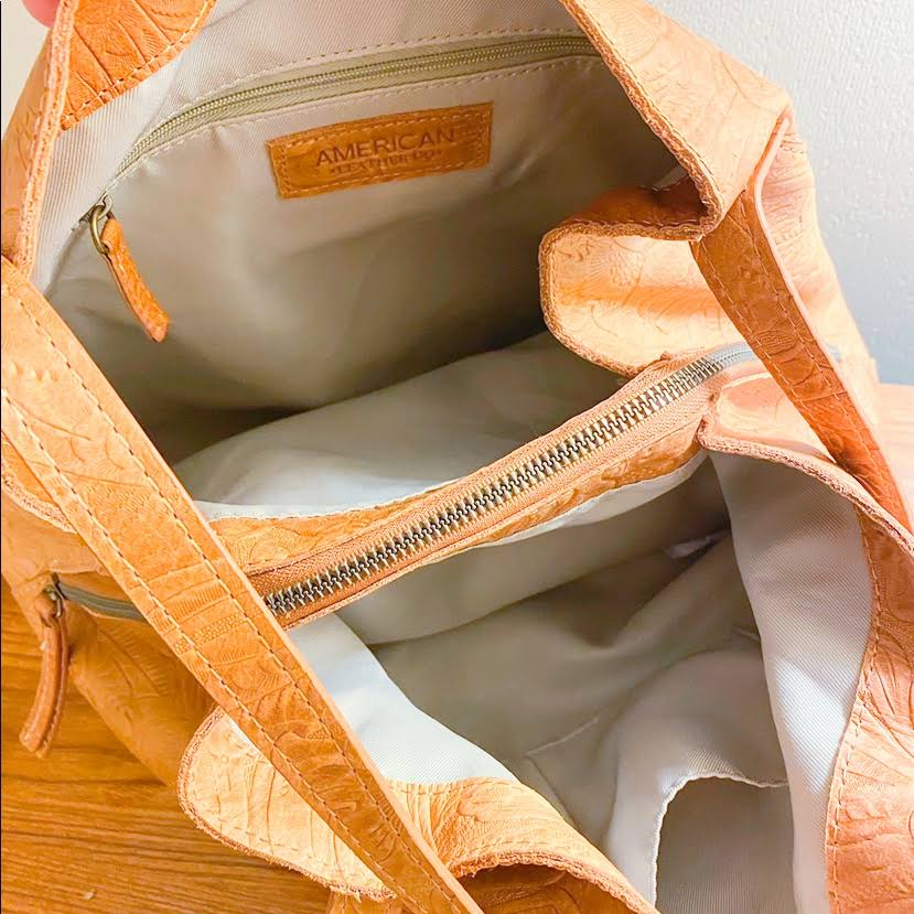 American Leather Co. Liberty Shopper Cafe Latte Tooled