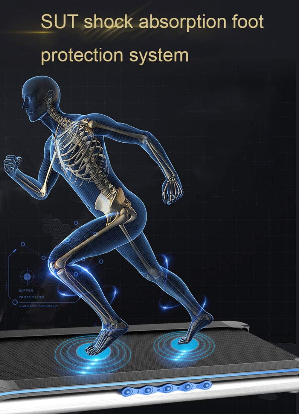 Treadmills, Foldable Electric Treadmill Indoor Ultra-Quiet Walking Machine Sports Fitness Equipment, 1-14.8Km/H, Slope 0-15 ° Adjustable, Heart Rate Detection Function