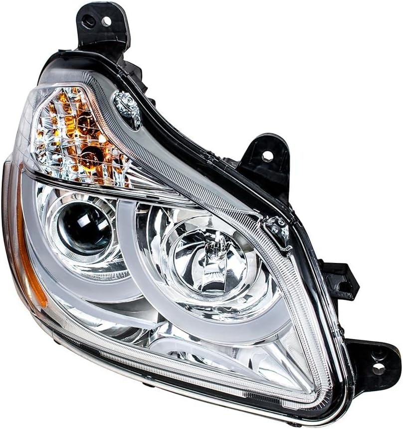 United Pacific 31455 Chrome Projection Headlight W/LED Position Light For 2013-2021 Kenworth T680 -Passenger