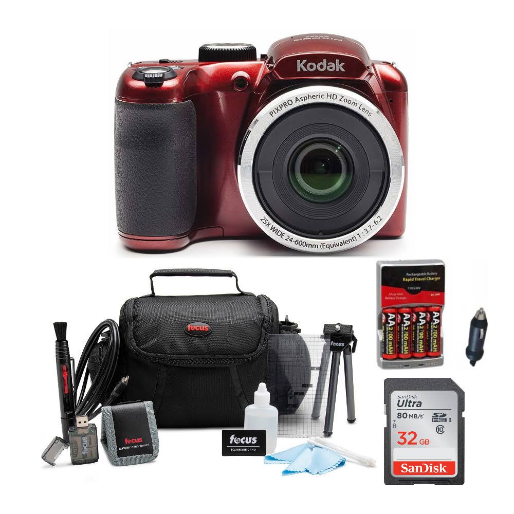 Kodak PIXPRO AZ252 Astro Zoom Digital Camera (Red) Bundle