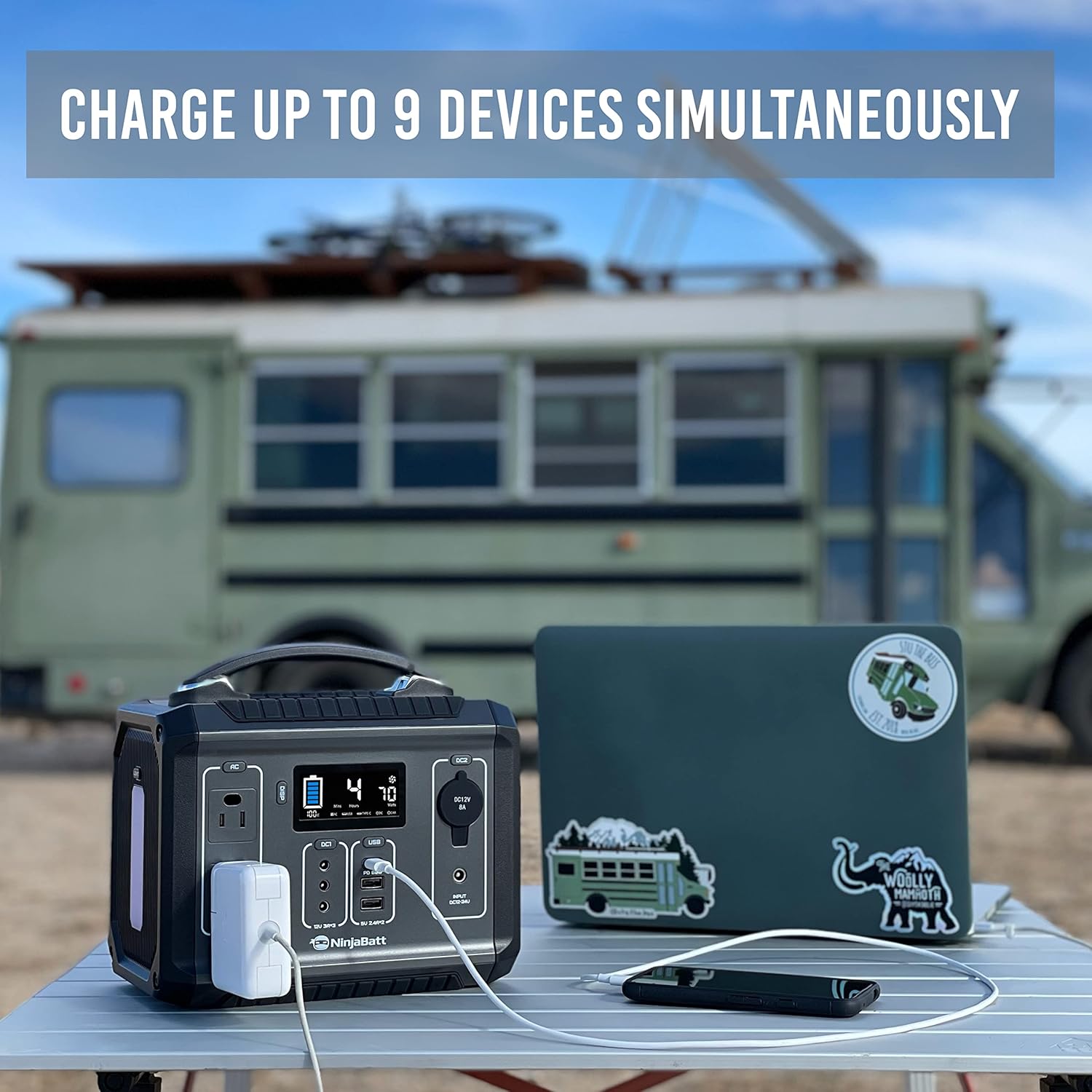 NinjaBatt Portable Power Station, 280Wh Backup Lithium Battery with 110V/300W Pure Sine Wave AC Outlets, QC3.0 & PD 60W - Silent Generator for Outdoor Camping RV Emergencies