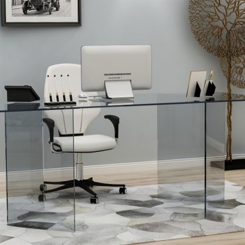 Minimalist Boss Desk Office Desk Light Luxury Tempered Glass Computer Home Desk Acrylic Modern Table Writing Desk(220 * 80 * 75cm) (One Color 220 * 80 * 75cm)