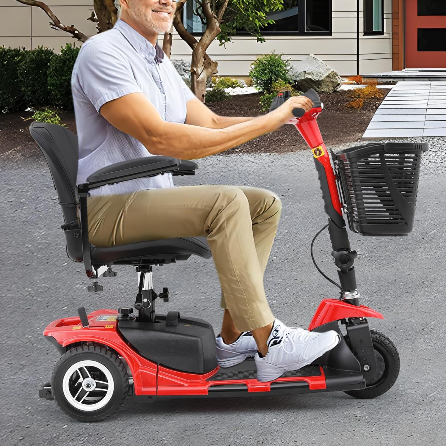 Magshion 3-Wheel Folding Mobility Scooter for Adults Foldable Heavy-Duty All-Terrain Electric Powered Mobility Scooter for Seniors
