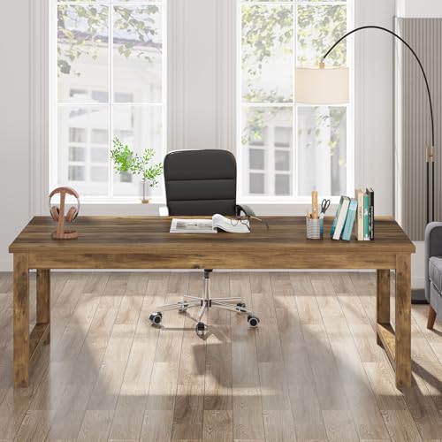 Tribesigns Modern Computer Desk, 63 x 31.5 inch Large Executive Office Desk Computer Table Study Writing Desk Workstation for Home Office, Spliced Desktop, White