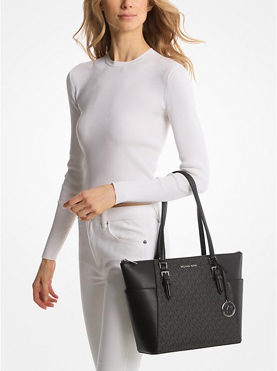 Michael Michael Kors Charlotte Large Saffiano Leather Top-Zip Tote Bag bundle with Premium Lux Details Flybag.