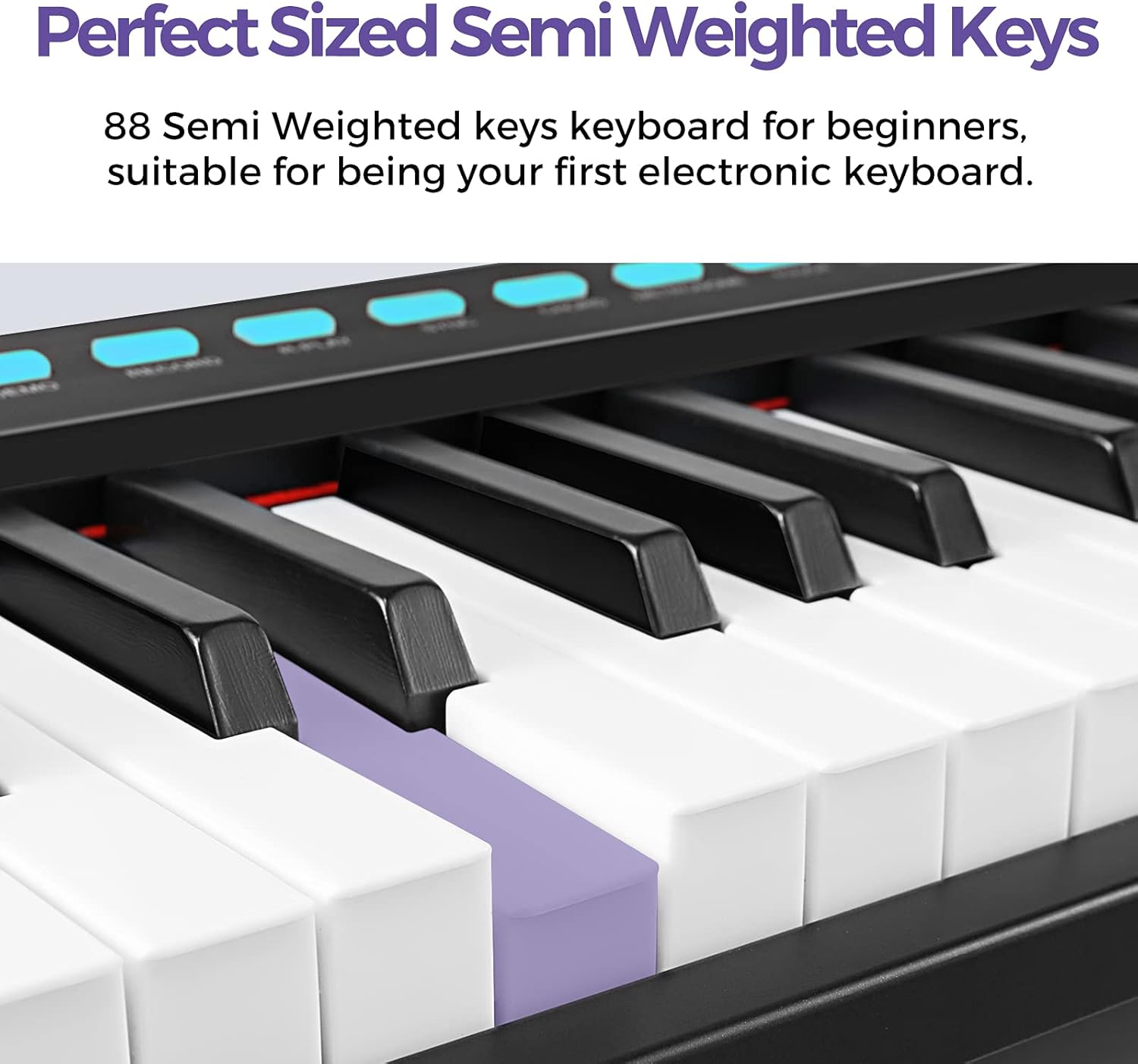 Starfavor 88-Key Beginner Electronic Keyboard Piano with Semi-Weighted Keys, X-Stand, Sustain Pedal, Power Supply, Carrying Case, Electric Keyboard SEK-88A