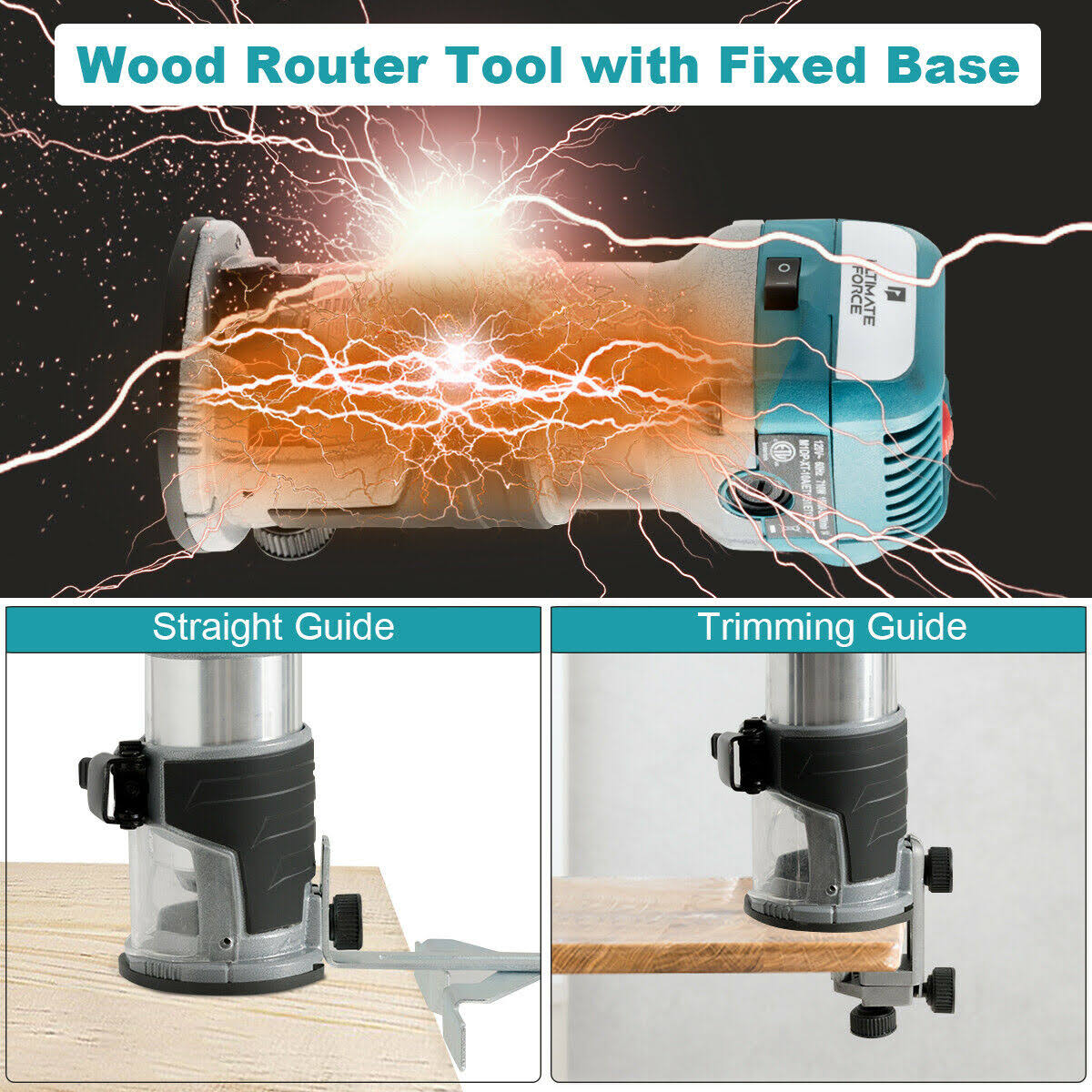 1.25HP Palm Router Kit Variable Speed Woodworking with Plunge Base
