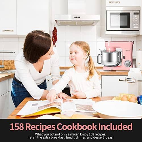 COOKLEE Stand Mixer, 9.5 qt. 660W 10-Speed Electric Kitchen Mixer with Dishwasher-Safe Dough Hooks, Flat Beaters, Shield Attachm