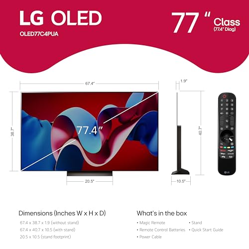 LG 65-Inch Class OLED evo C4 Series Smart TV 4K Processor Flat Screen with Magic Remote AI-Powered with Alexa Built-in (OLED65C4PUA, 2024)