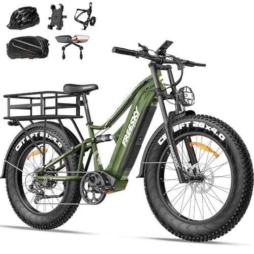 FREESKY 2000W Electric Bike with BAFANG Motor & 48V 30Ah Samsung Cells Battery, 35MPH Max Speed, 120 Miles Range, Full Suspension Mountain Ebike for Adult, 26" Fat Tires, Smart Keys, Hydraulic Brakes