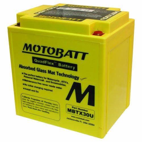 Motobatt Mbtx30u (12V 32 Amp) 380cca Factory Activated Maintenance Free Quadflex AGM Battery
