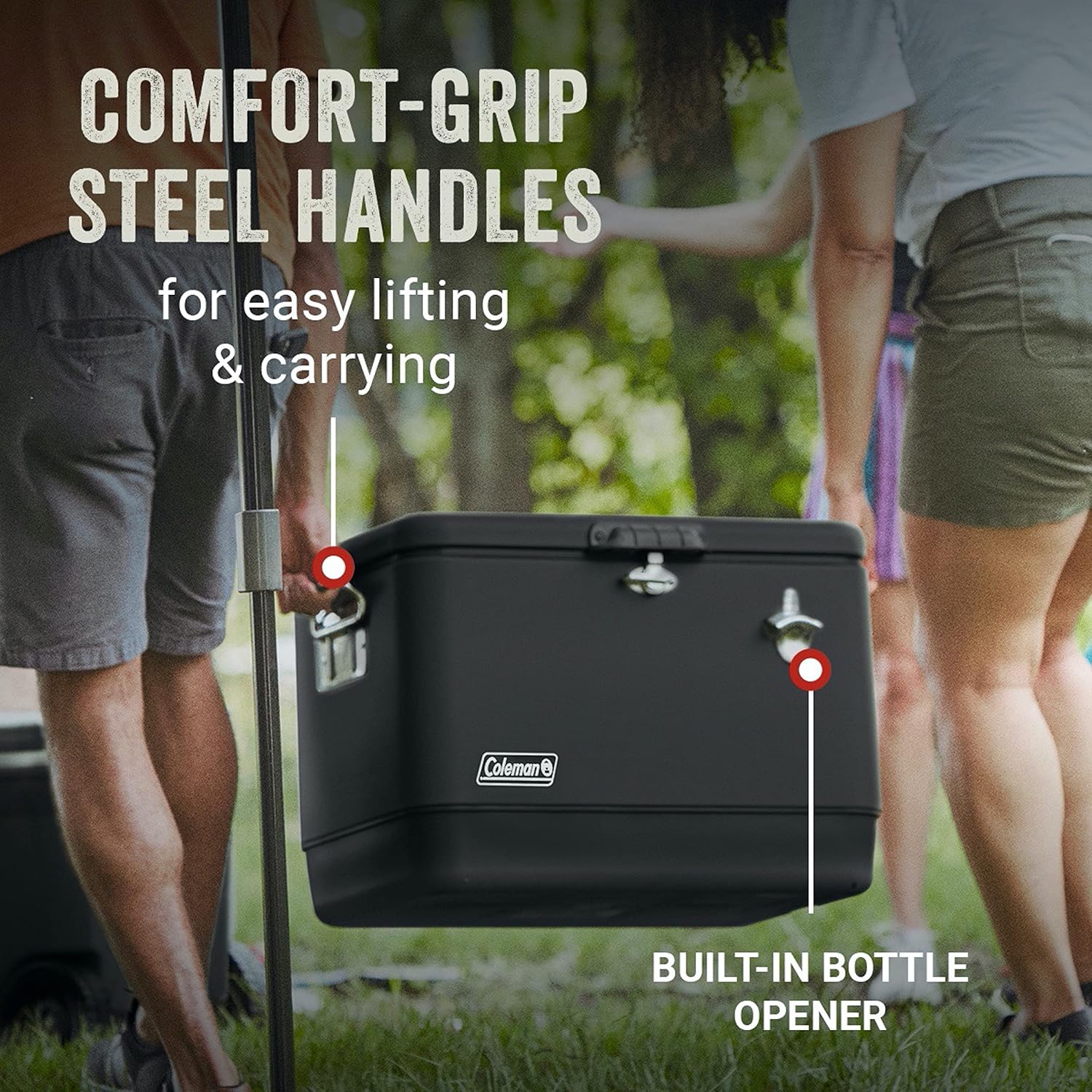 Coleman Cooler | Steel-Belted Cooler Keeps Ice Up to 4 Days | 54-Quart Cooler for Camping & Reunion Insulated Portable Ice Chest