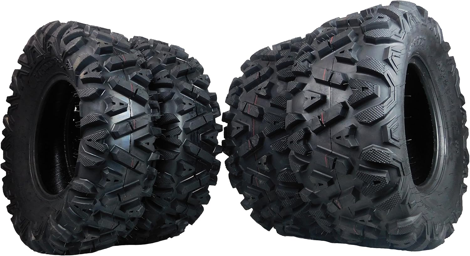 Set of 4 26x9-12 26x11-12 KT MASSFX big Tire Set 4 ATV Tubeless Tires 6 PLY 26" horn 26x9x12 26x11x12