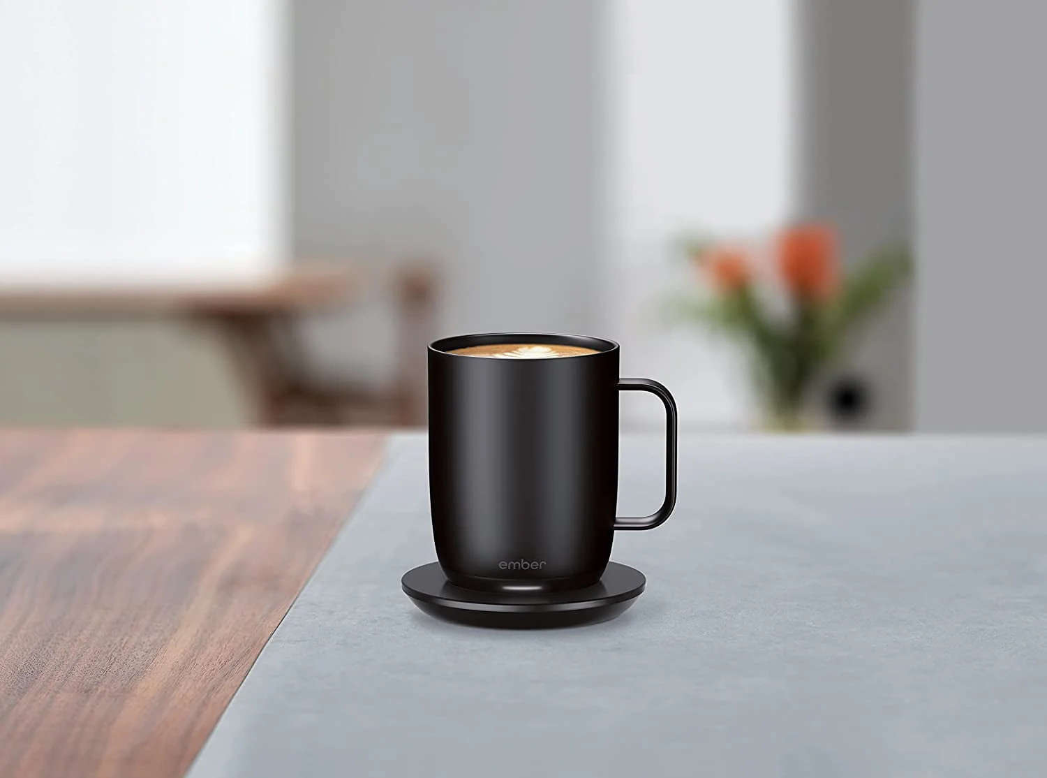 Ember Temperature Control Smart Mug 2, 14 oz, Grey, 80 min Battery Life | App Controlled Heated Coffee Mug | Improved Design with Clear Splash-Proof Sliding Lid