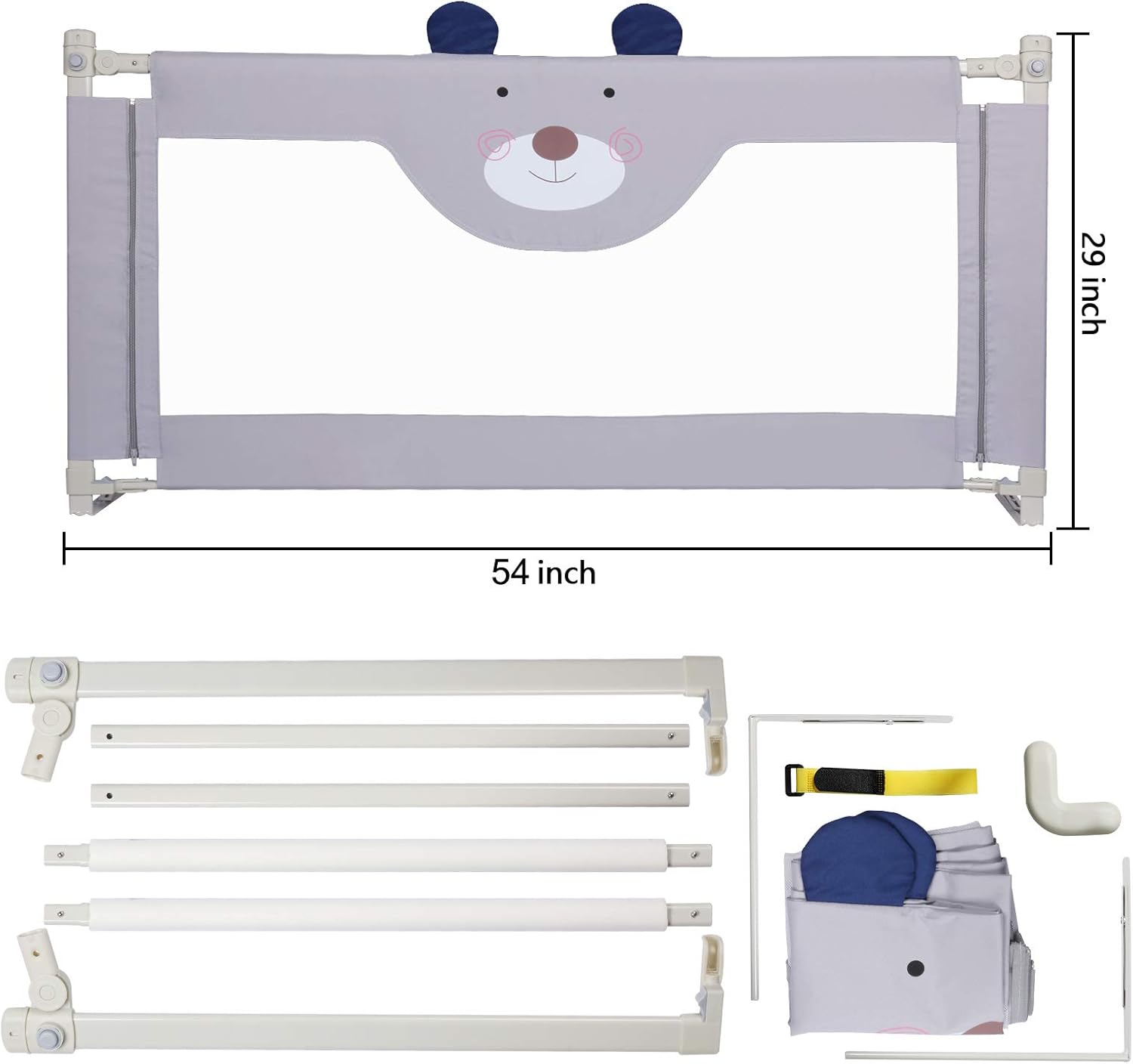 RDHOME 47 Bed Rails for Toddlers Vertical Lifting Bed Guardrail for Kids, Extra Tall Collapsible Baby Bed Rail Guards Fits Three Quarters Bed(1 Side)