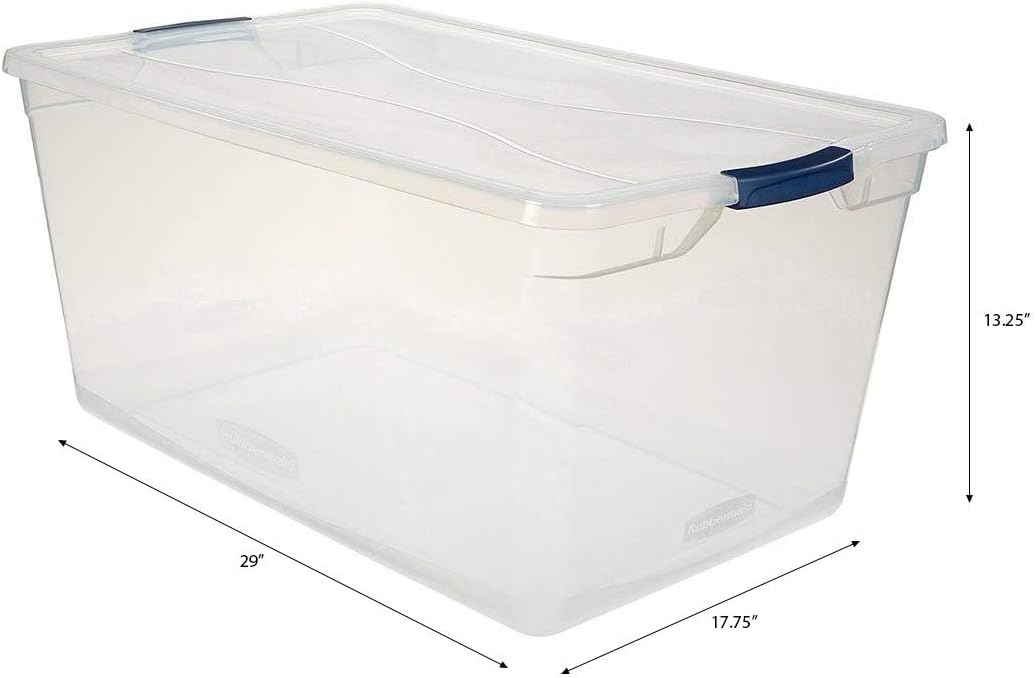 Rubbermaid Cleverstore Clear Stackable Containers With Durable Latching Lids, 95 Quart-4 Pack, 4 Count
