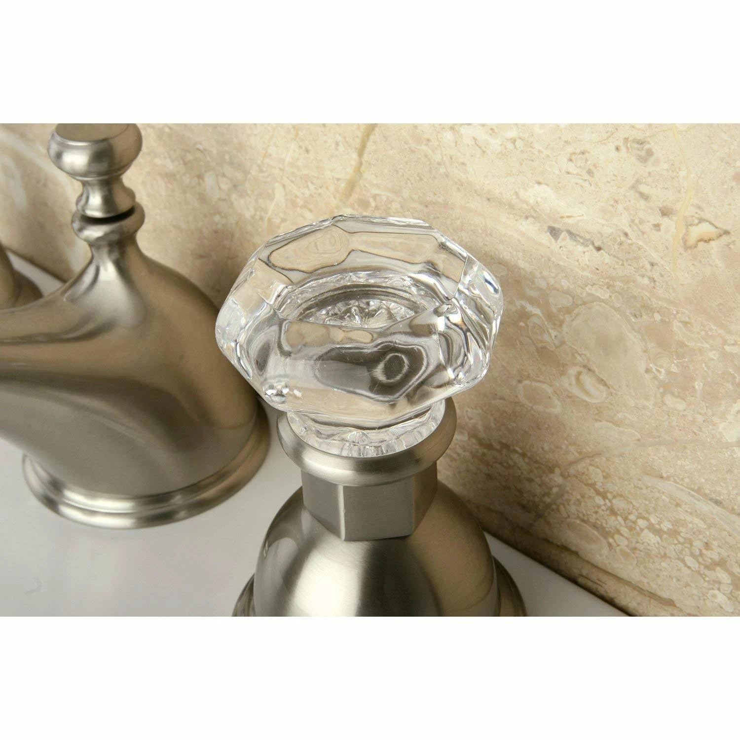 Kingston Brass KS3968WCL Celebrity Widespread Lavatory Faucet with Crystal Handle , Satin Nickel