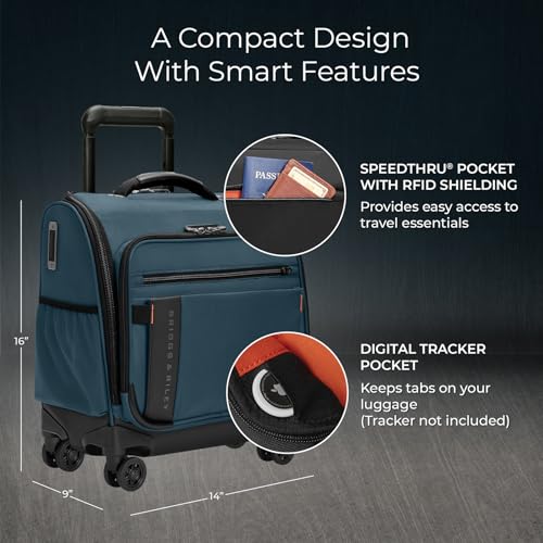Briggs & Riley Domestic 22" Carry On Expandable Spinner - Luggage for Travel, Suitcases with Wheels, Softside Rolling Bag for Men & Women, Self-Repairing Zipper - ZDX Collection, Black