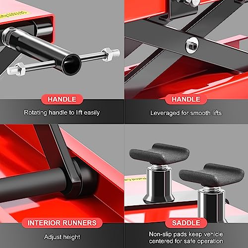 DNA MOTORING Motorcycle Lift Table 1000lbs Capacity Motorcycle Support Stand L 86.2in x W 22in Motorcycle Lift Jack Lifting Range 7.2-30.3in Black TOOLS-00780