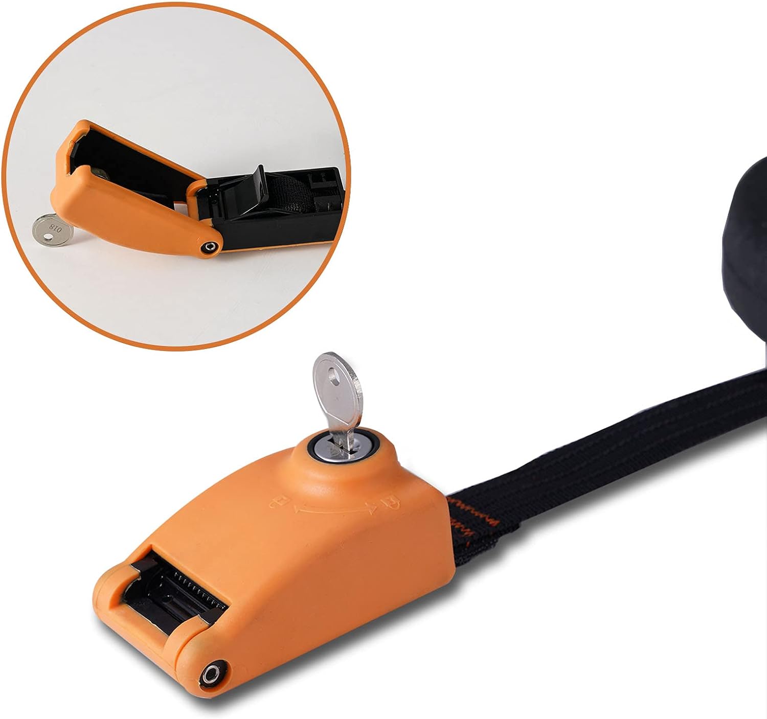 Kingdely 15ft Lockable Tie Down Strap, Locking Tie Down Straps with 3 Stainless Steel Cables 'No Scratch' Silicone Buckle to Prevent Anyone from Taking Your ISUP, Paddle Boards, 2 Pack (Orange)