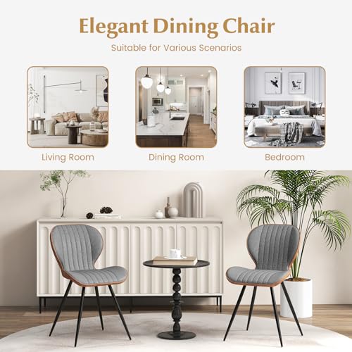 Giantex Upholstered Dining Chairs Set of 2, Modern Accent Chairs w/Curved Backrest, U-shaped Seat & Non-slip Foot Pad, Armless Leisure Chairs, 330 LBS Load, Kitchen Chair for Living Dining Room