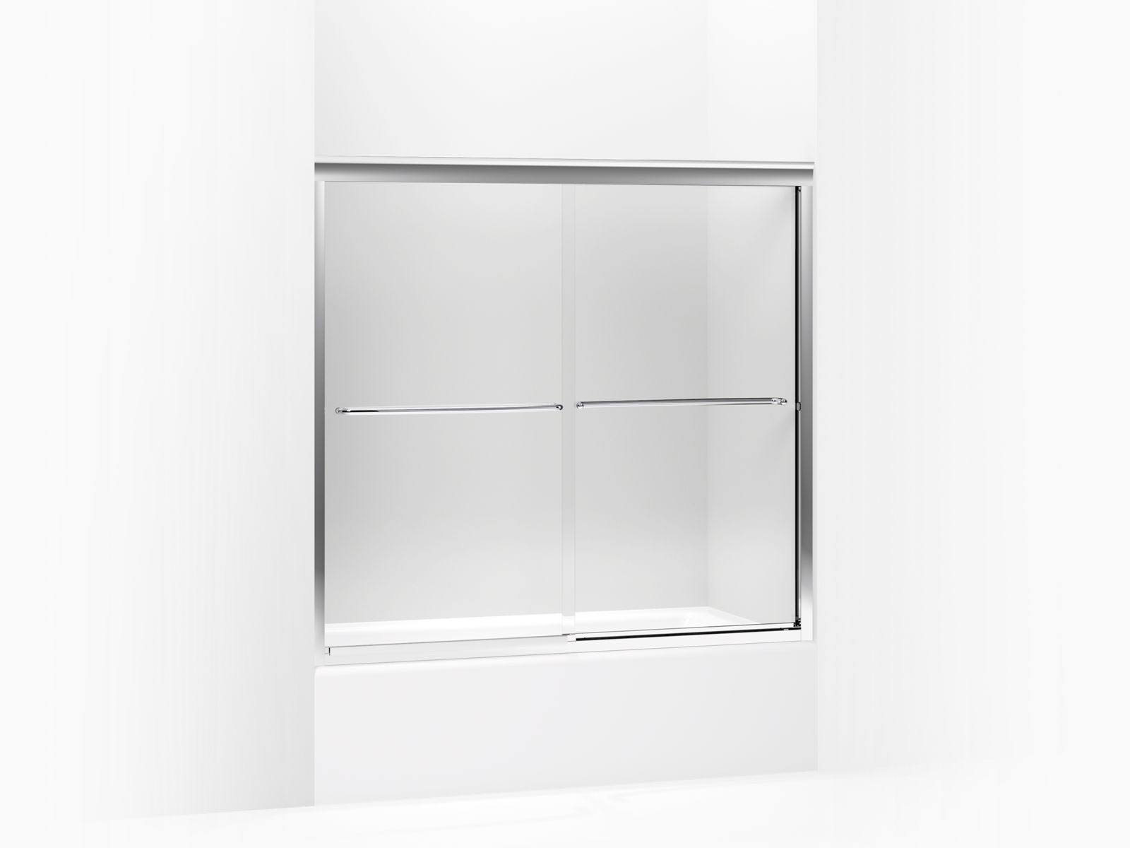 KOHLER K-702202-L-SHP Fluence Frameless Bypass Bath Door, Bright Polished Silver