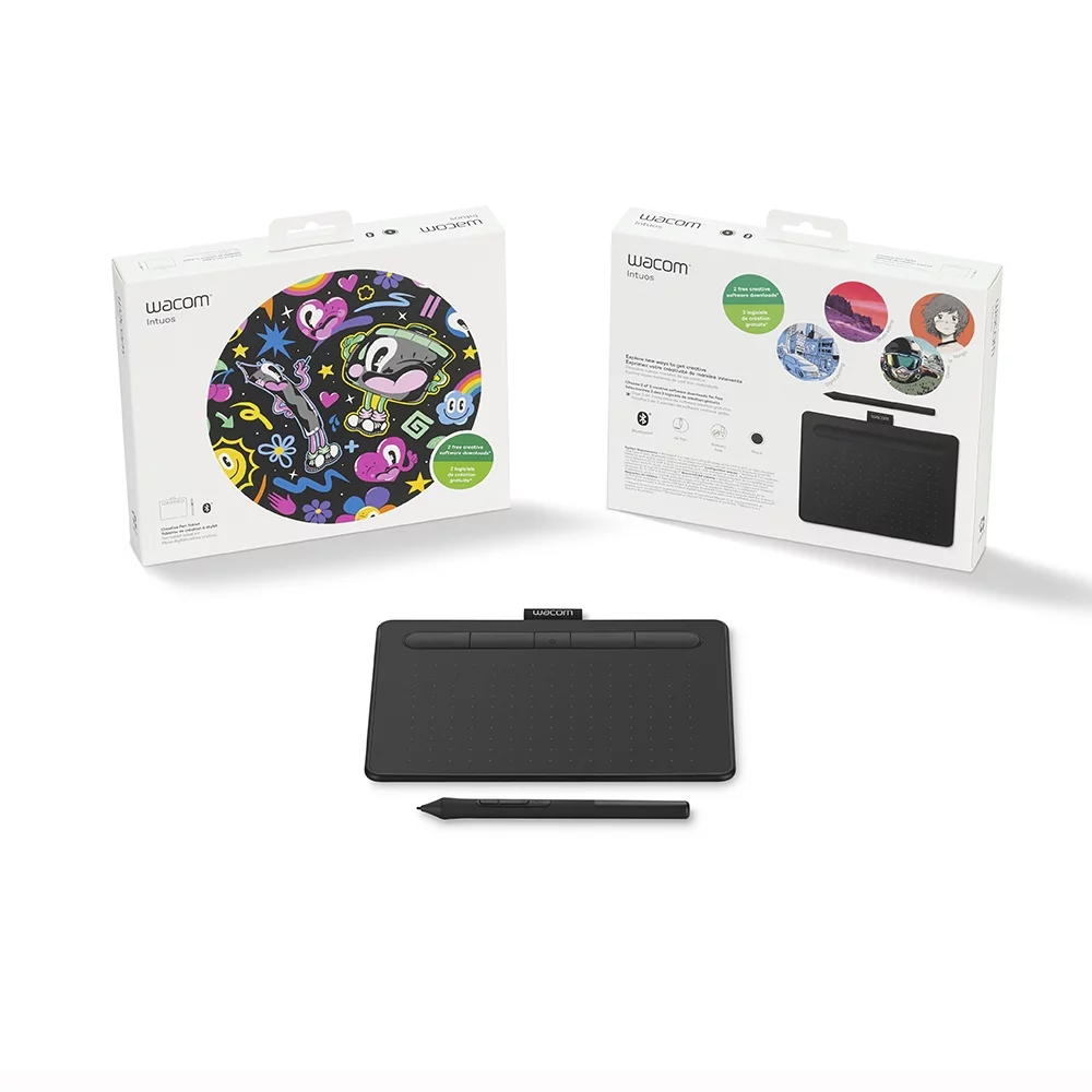 Wacom Intuos Wireless Graphics Drawing Tablet with 3 Bonus Software Included, 7.9" X 6.3", Black (CTL4100WLK0) Small (Wireless)