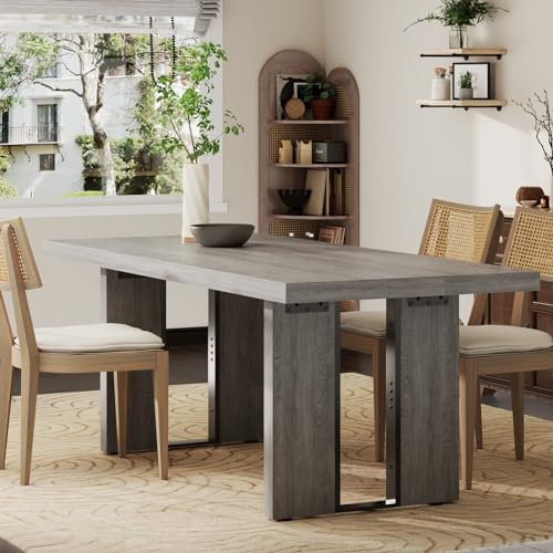71" Large Dining Table, Rustic Farmhouse Dinner Table for 6 to 8 People, Rectangular Thick Kitchen Table with Heavy Duty Legs for Dining Room (Rustic)