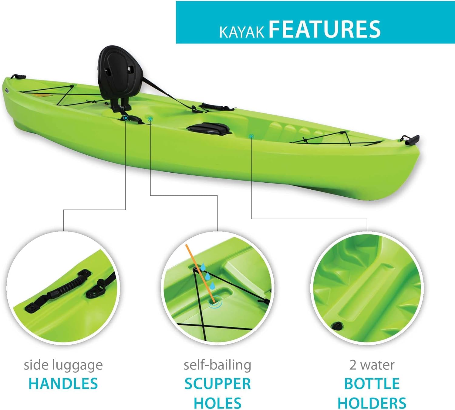 Lifetime Tioga Sit-On-Top Kayak with Paddle, Lime, 120"