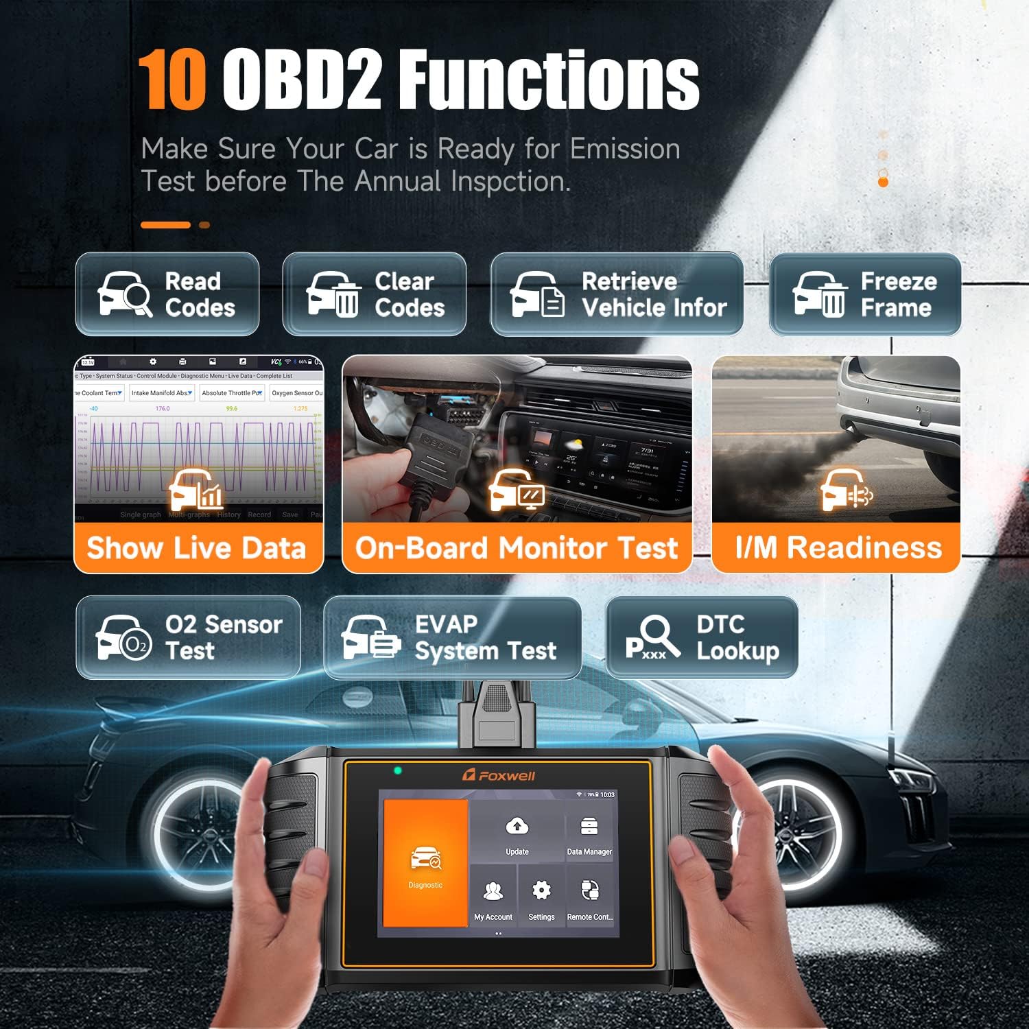 2024 Foxwell Car Code Reader NT706 OBD2 Scanner ABS Airbag Engine Transmission Battery Monitor Scan Tool, 5.5" Android 9.0 Tablet WiFi Upgrade of NT604 Scanner Diagnostic Tool for Cars and Trucks