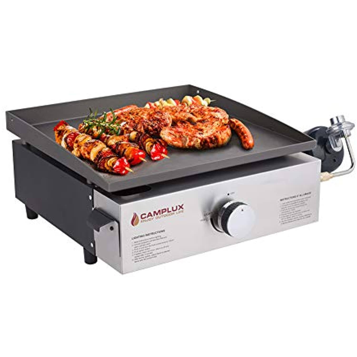 Camplux 13,000 BTU Portable Outdoor Griddle Propane GAS Griddle Grill, Tabletop Griddle with 1 lb. LP Connector
