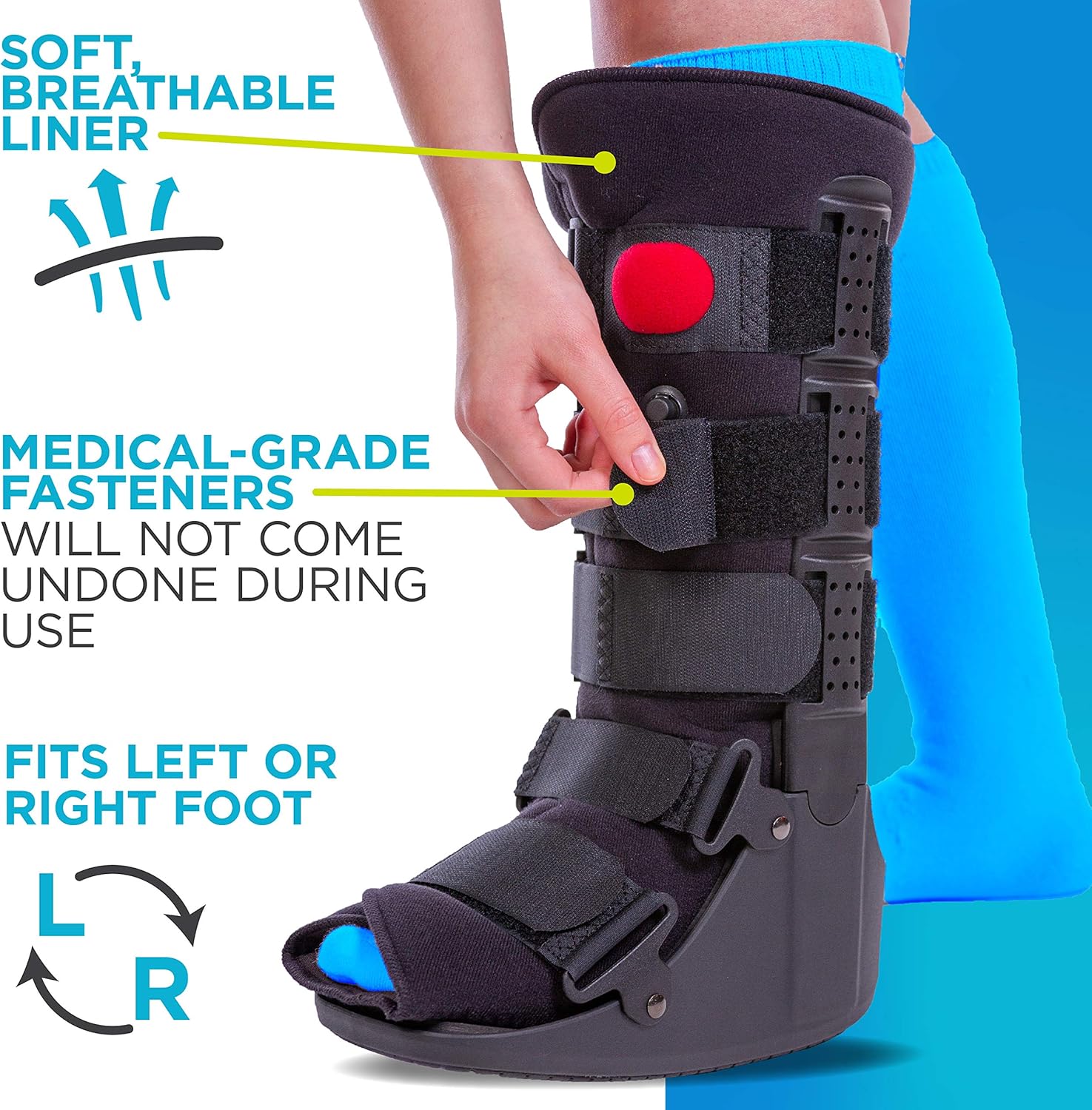 BraceAbility Tall Pneumatic Walking Boot | Orthopedic CAM Air Walker & Inflatable Surgical Leg Cast for Broken Foot, Sprained Ankle, Fractures or Achilles Surgery Recovery (Medium)