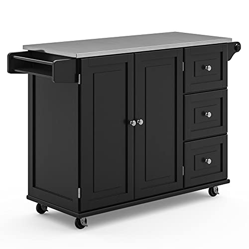 homestyles Mobile Kitchen Island Cart with Stainless Steel Top, Sage Green