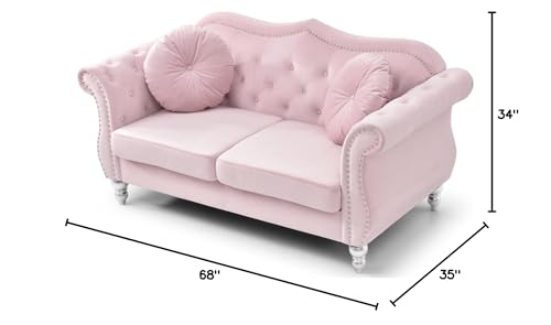 Glory Furniture Hollywood Velvet Loveseat in Pink