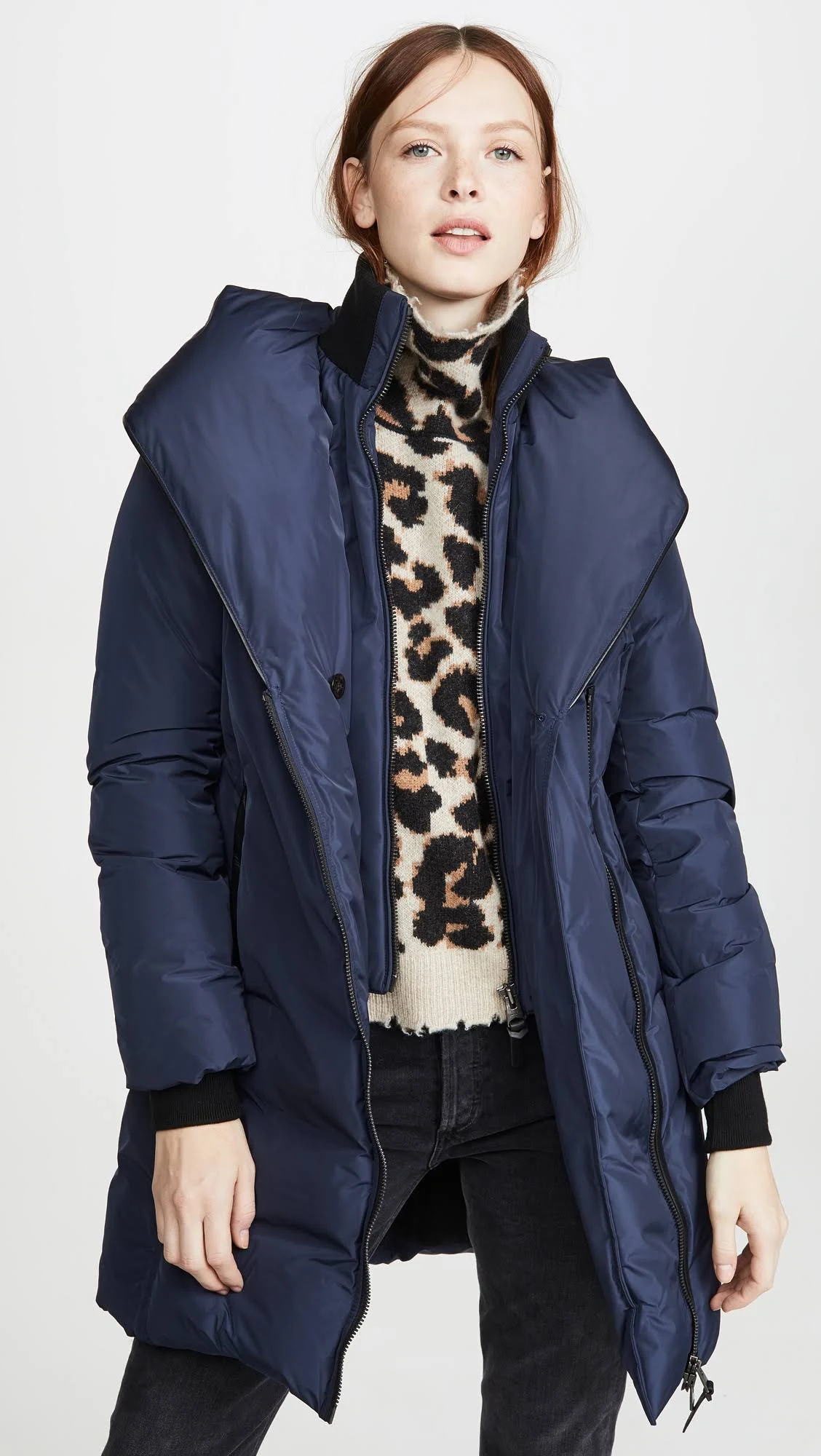 Mackage Kay Down Coat with Signature Natural Fur Collar - S / Navy