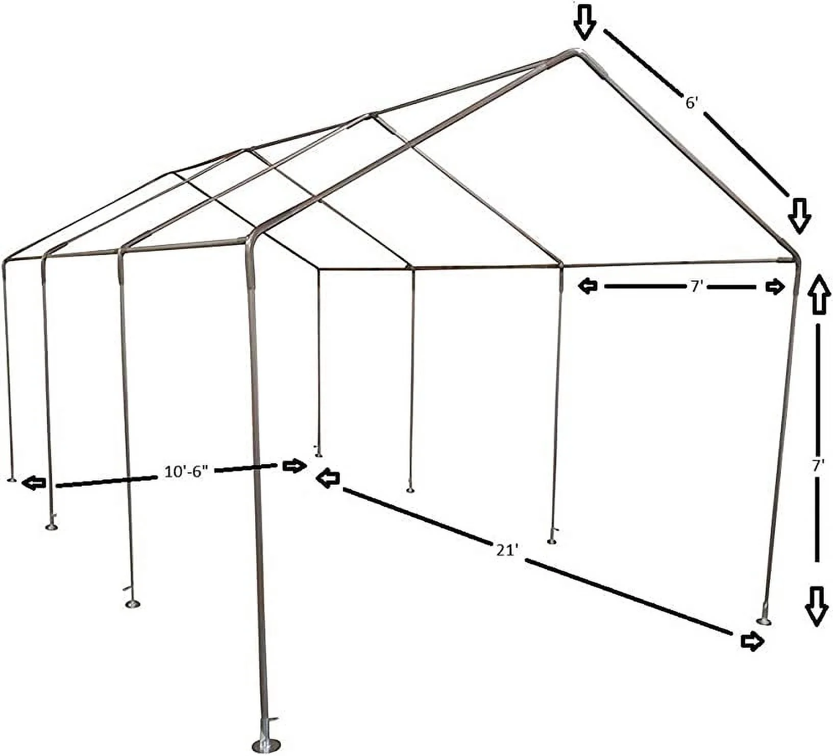 12' X 20' Galvanized Steel Canopy Frame (1-3/8" Thick Poles)