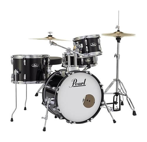 Pearl Roadshow Drum Set 4-Piece Complete Kit with Cymbals and Stands, Charcoal Metallic (RS584C/C706)