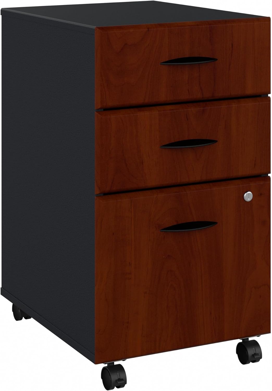 Bush Business Furniture Series A 36W Small Computer Desk and 3 Drawer Mobile File Cabinet in Hansen Cherry and Galaxy