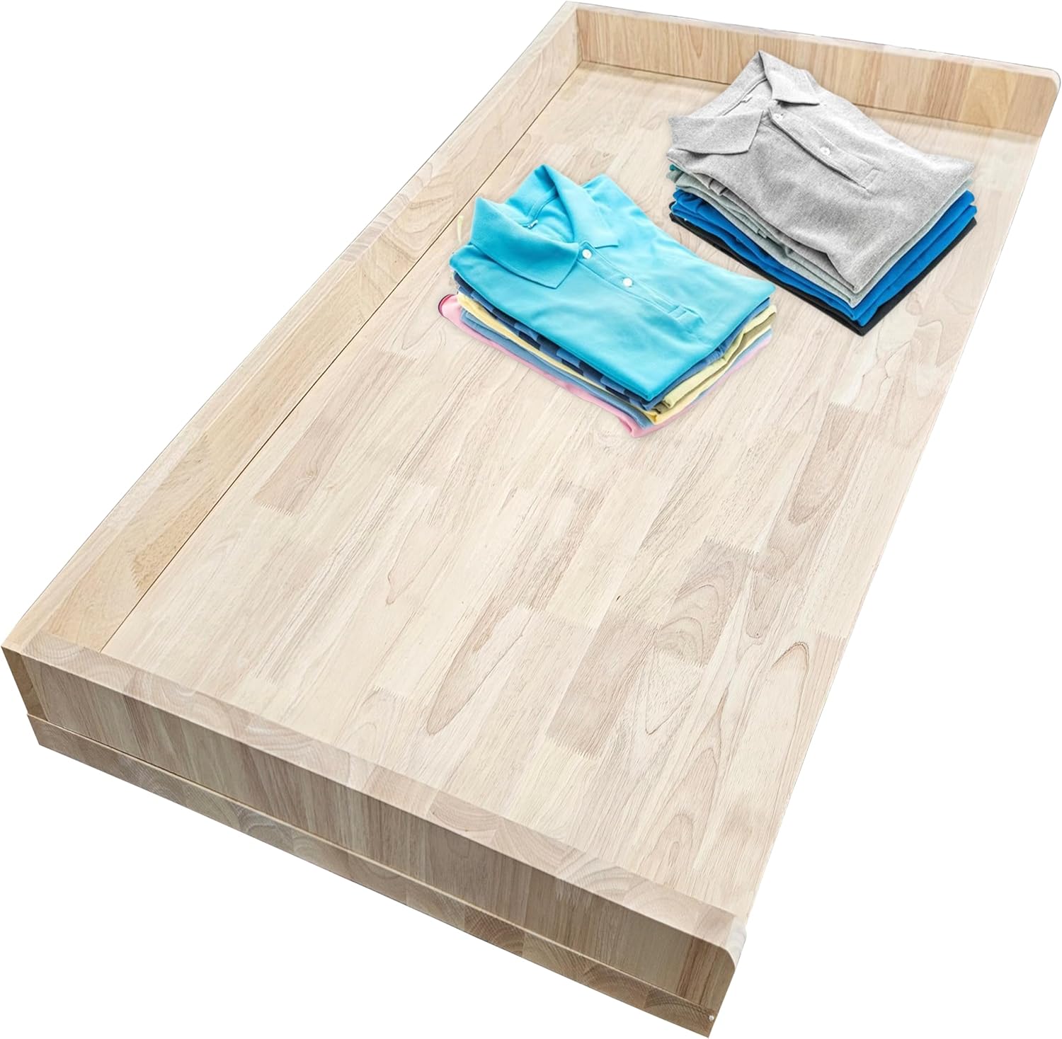 Skywin Washer Dryer Countertop - Real Wood Butcher Block Countertop with Edge Rails - 54 x 30 Inches Laundry Guard for Washer and Dryer Countertop, Kitchen Countertop, or Butcher Block Table