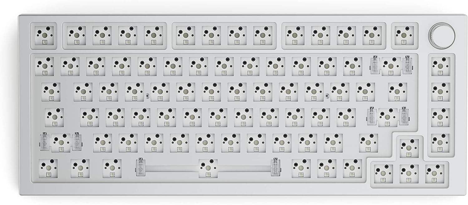 Glorious Modular Mechanical Keyboard Pro - GMMK Pro - ANSI/USA Layout - High Profile Gasket Mounted barebones Premium RGB 75% Keyboard (GMMK Pro (75%), White Ice)