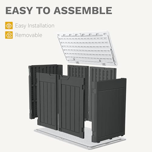DWVO Outdoor Weather-Resistant Horizontal Storage Shed, 35 Cu Ft Capacity, Lockable and Waterproof, Suitable for Storing Garden Tools, Light Gray