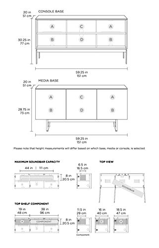 BDI Furniture Elements 8777-59.25'' TV Stand for TVs up to 70" with Decorative Wheat Door Pattern, Cable Management, Remote-Friendly Doors, Natural Walnut