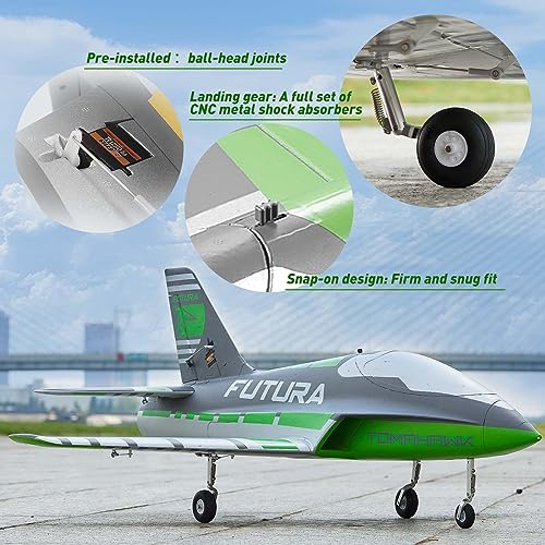 FMS Rc Jets Futura 64MM EDF Sport Jet Green rc Airplanes for Adults for Trainers EDF for Beginners 6 Channel Remote Control Planes PNP(NO Transmitter Batteries and Charger)