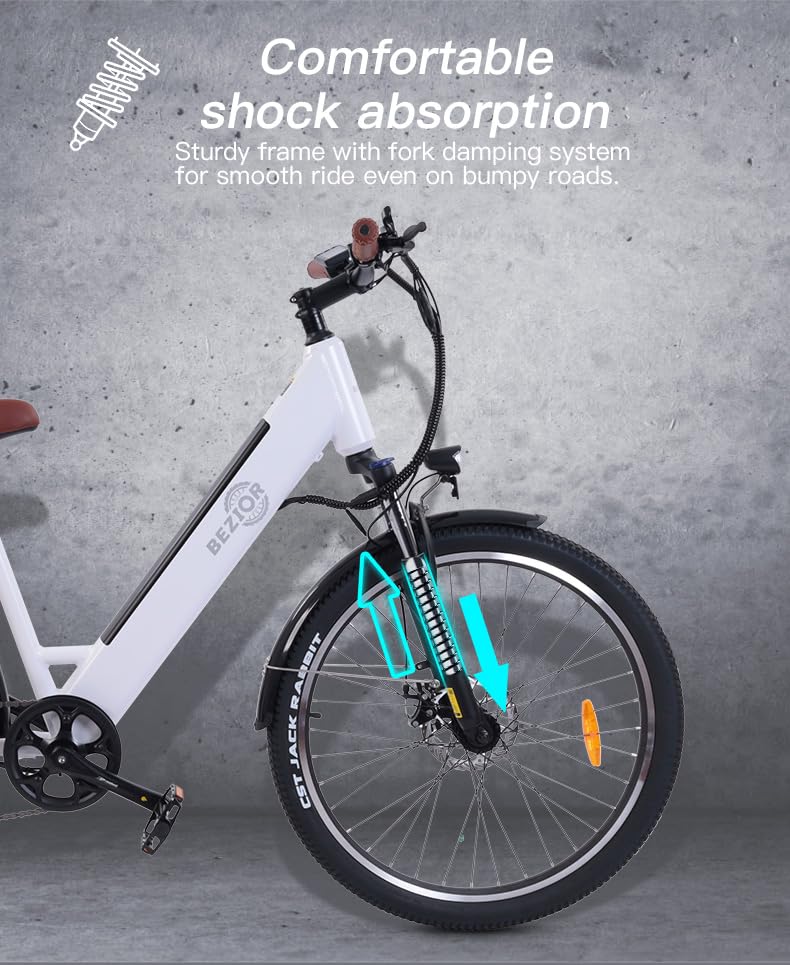 Electric Bike M3 for Adults, 26" x 2.1 Fat Tire Electric Bicycle, 500w Motor 48V 10.4Ah Removable Lithium Battery, 20MPH Electric Mountain Bike, Suspension Fork, 7 Speed Gear