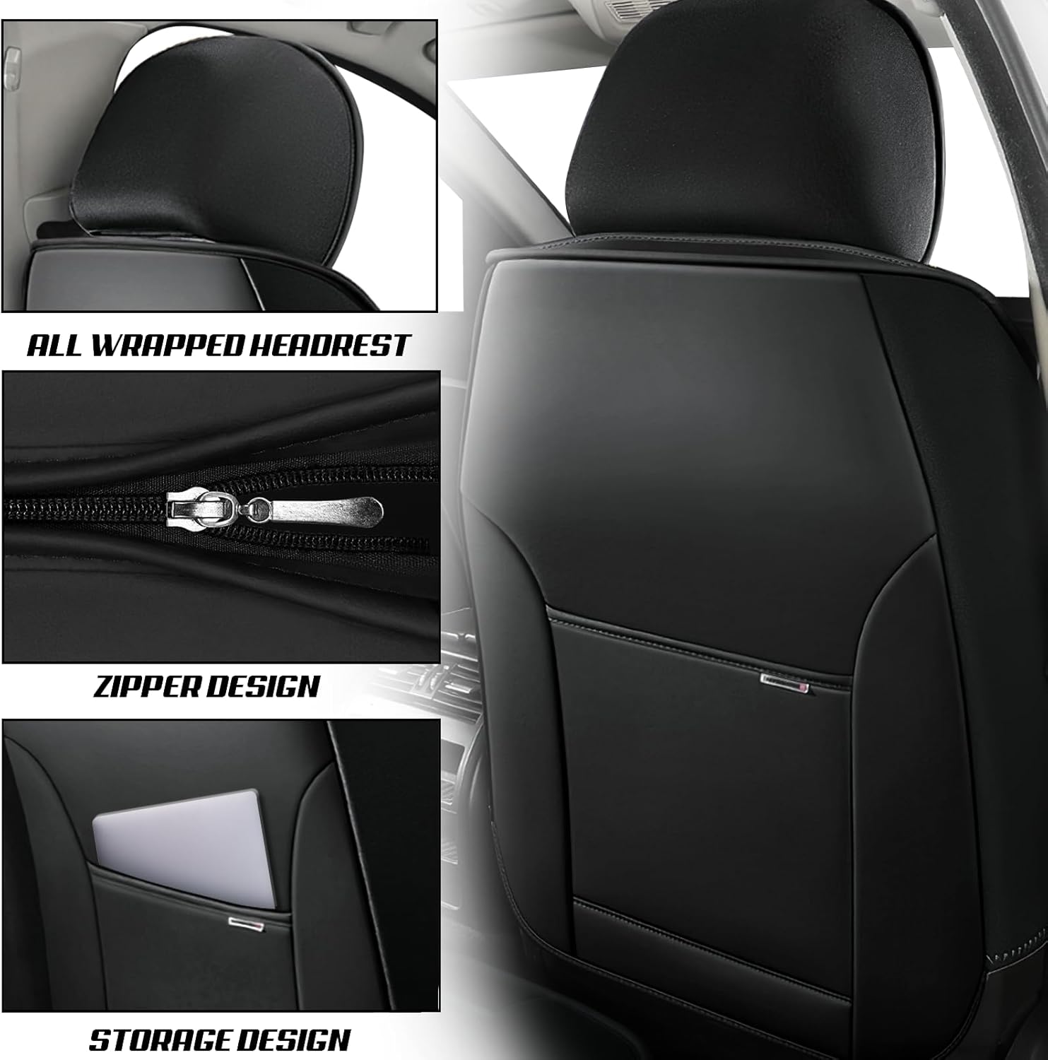 Leather Seat Covers fit 2010-2024 for Ram 3500 Crew Double Cab Quad Cab Laramie Tradesman, Waterproof Nappa Leather Pickup Seat Covers (2 Front Seat with Pillow, Black&Orange)