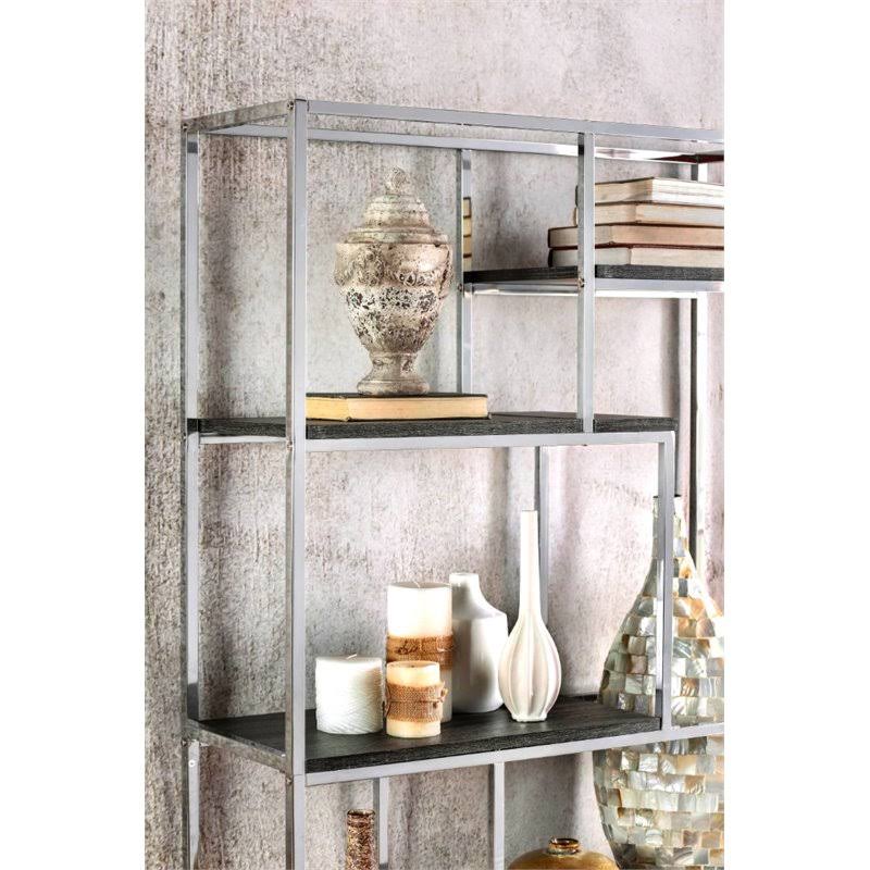 Furniture of America Jan Modern 6 Shelf Bookcase in Chrome