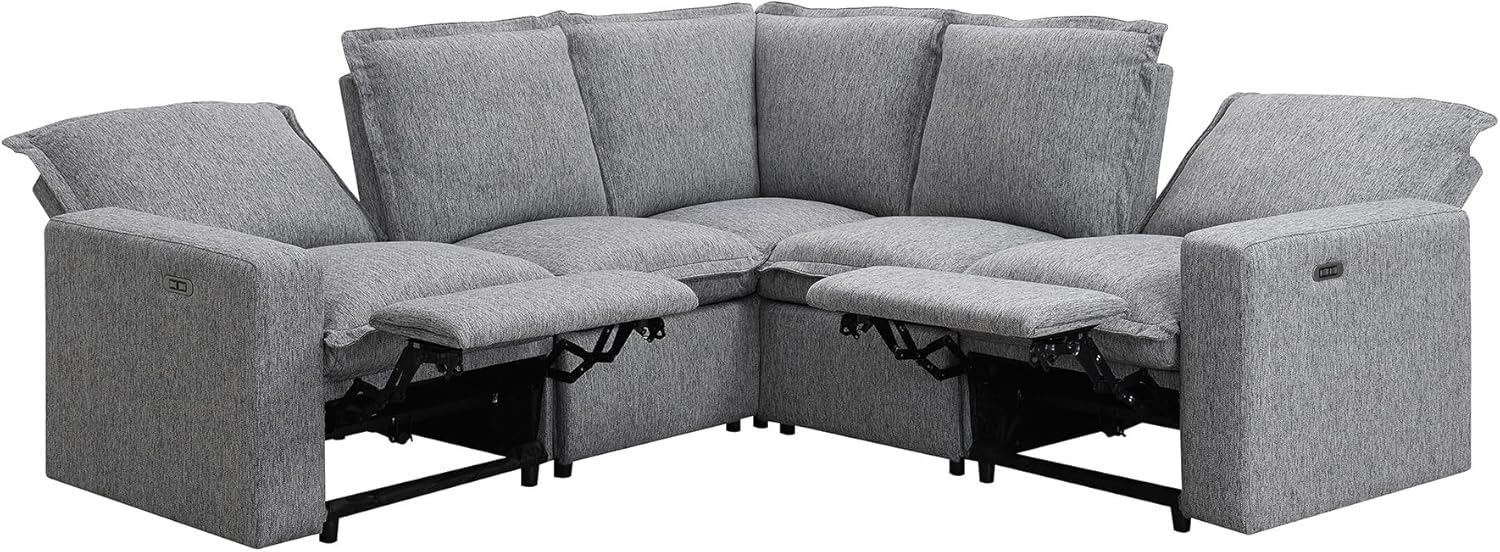 89'' Modular Sectional Sofa Couch, Convertible L Shaped Sofa with Power Recliner Chair, Modern 5-Seater Corner Sofa with USB Port, Seating Soft Chair Couch for Living Room, Home Office, Theater