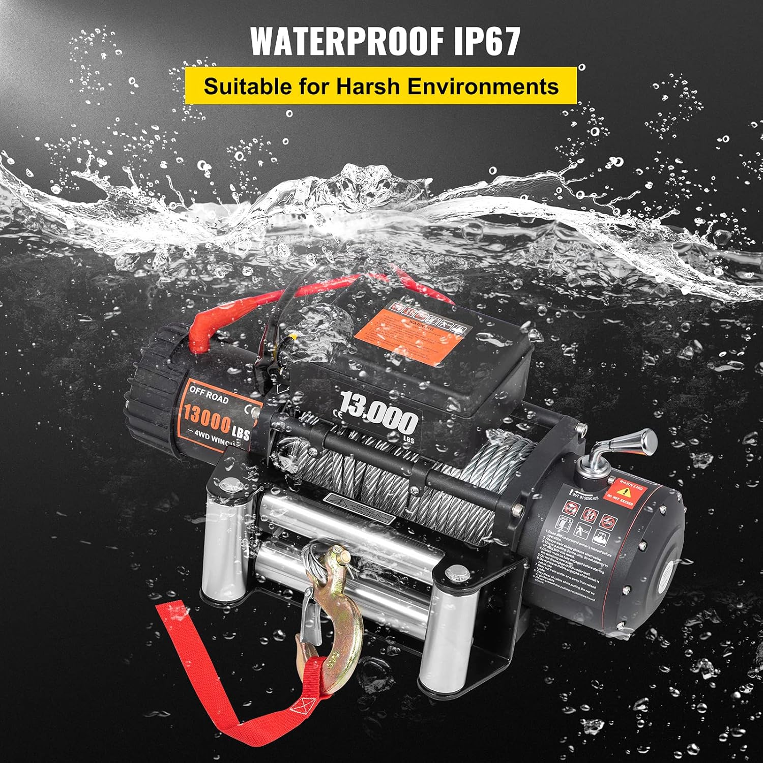 VEVOR Electric Winch 13000lb Load Capacity Truck Winch Compatible with Jeep Truck SUV 85ft/26m Cable Steel 12V Power Winch with Wireless Remote Control, Powerful Motor for ATV UTV Off Road Trailer