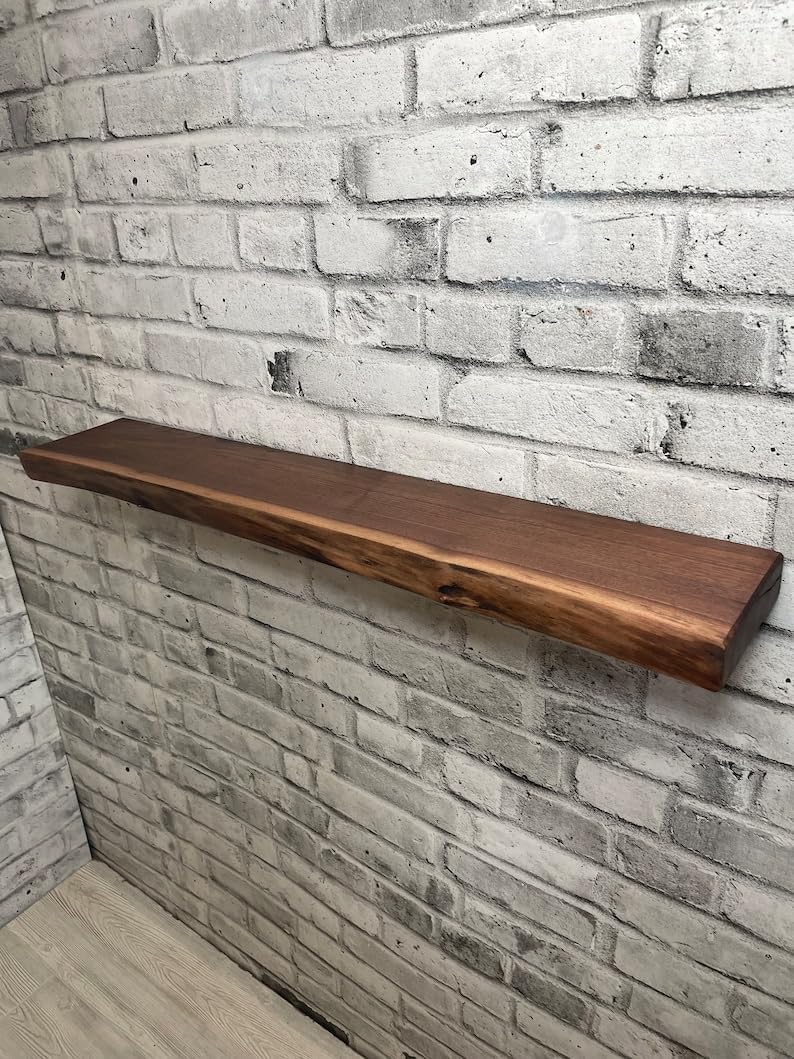 Live Edge Walnut Floating Shelf Kitchen Shelves Bathroom Shelf Brackets